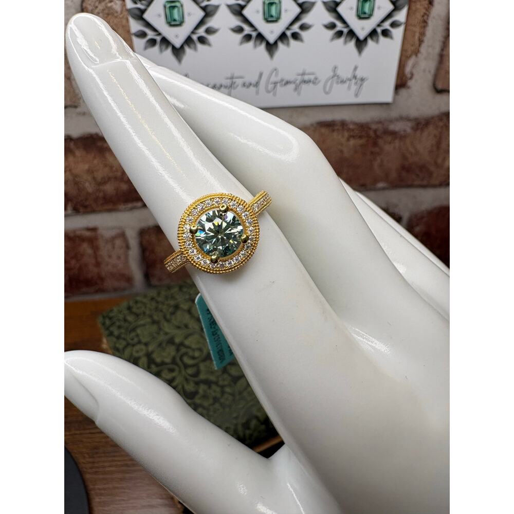 2.78 CTW Sage Green Moissanite Ring 18k Gold over 925 Sterling Silver Size 6